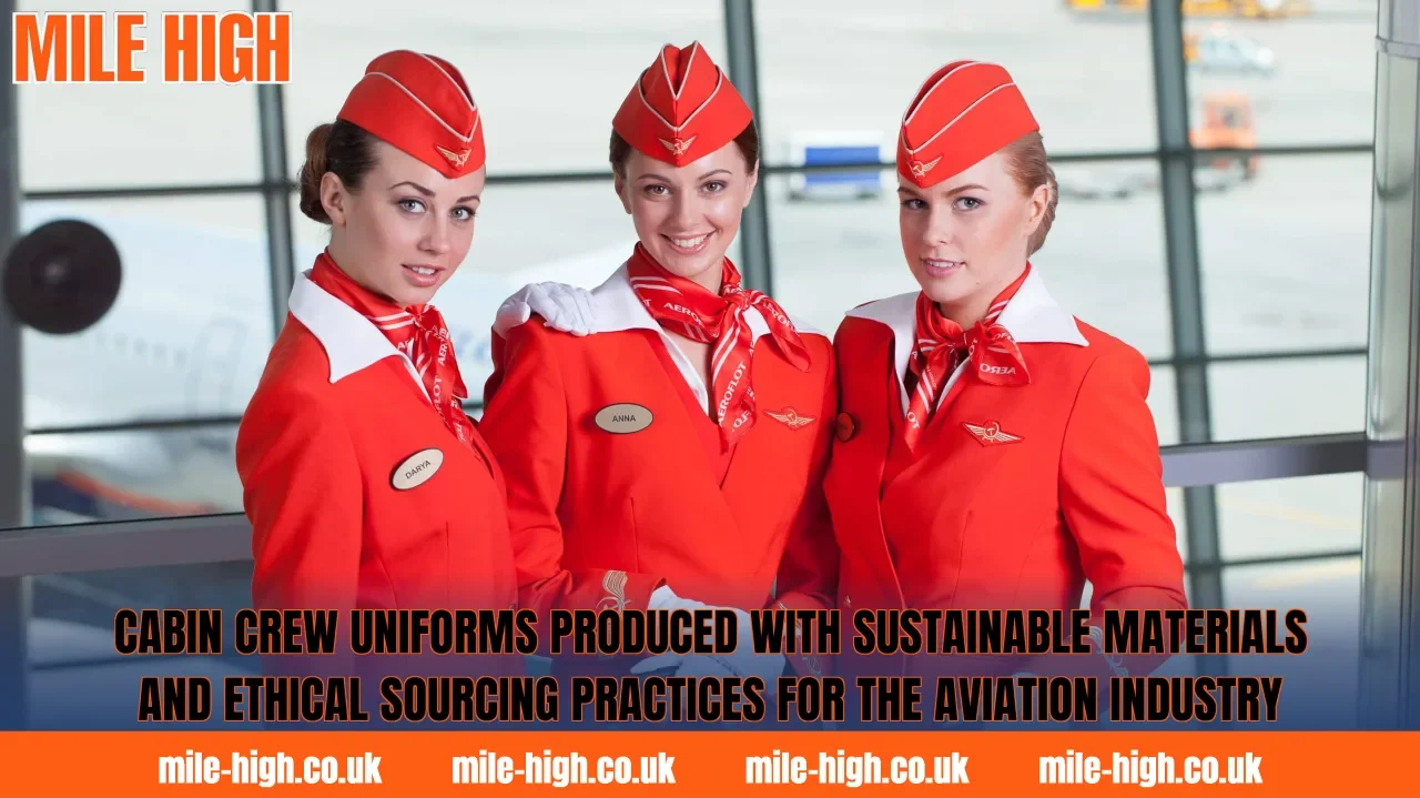 Cabin crew uniforms produced with sustainable materials and ethical sourcing practices for the aviation industry