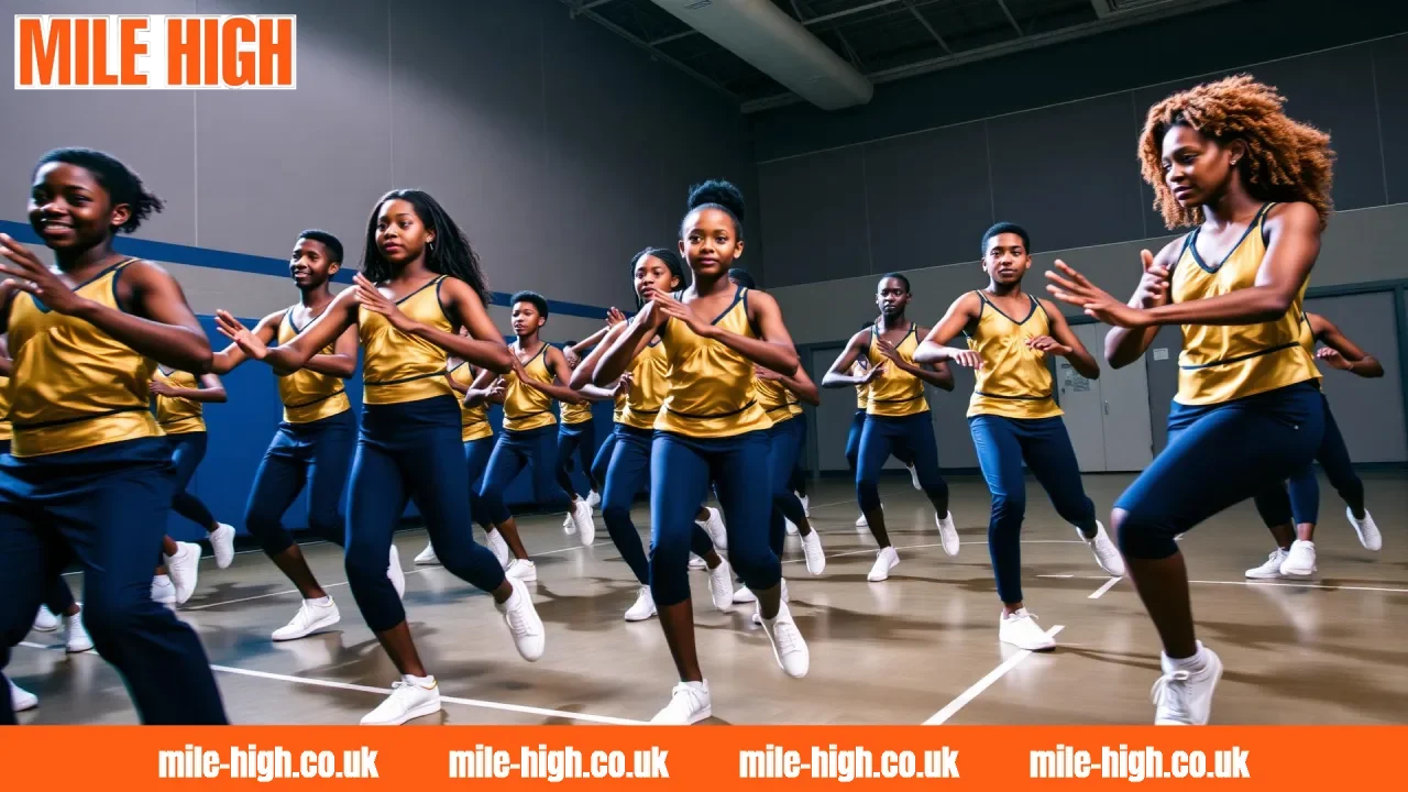 Members of the Mile High Legacy steppers performing in coordinated formation